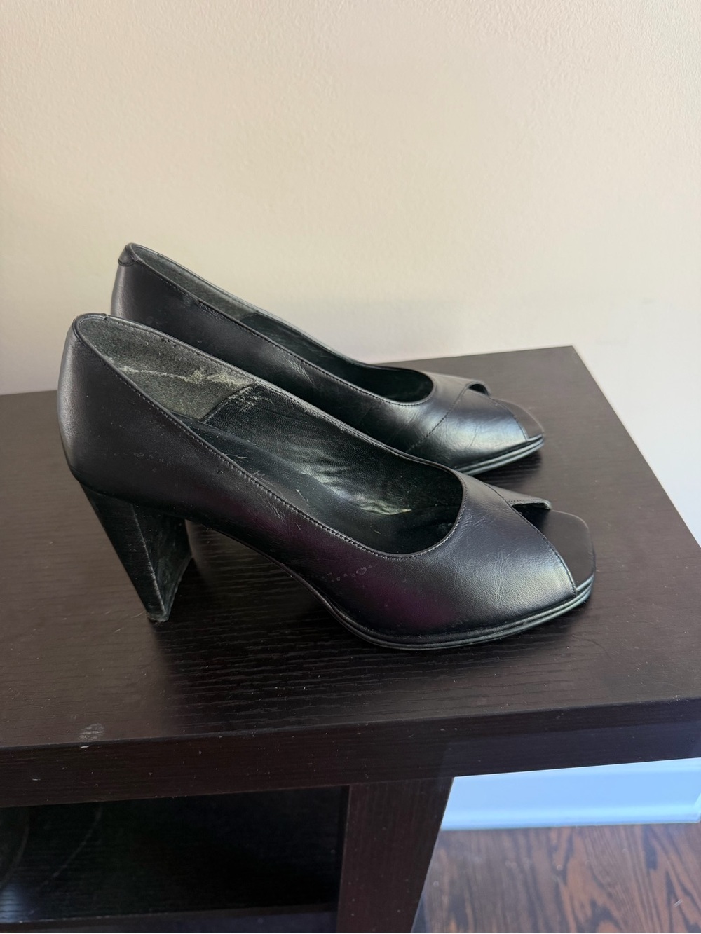 Amanda Smith Black Peep-Toe Heels